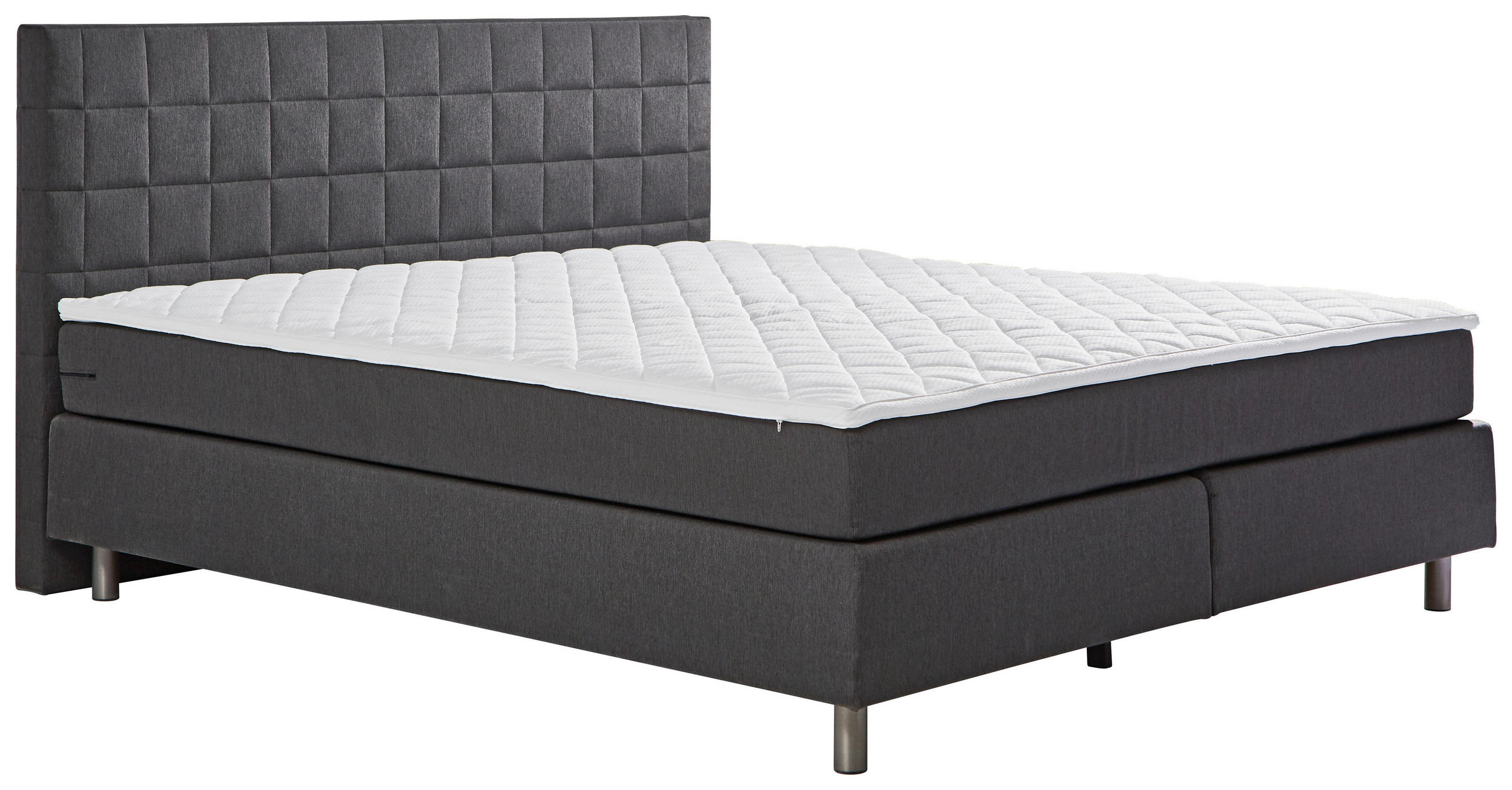 BOXSPRINGBETT 180/200 cm in Anthrazit - Anthrazit/Alufarben, KONVENTIONELL, Textil/Metall (180/200cm) - Carryhome