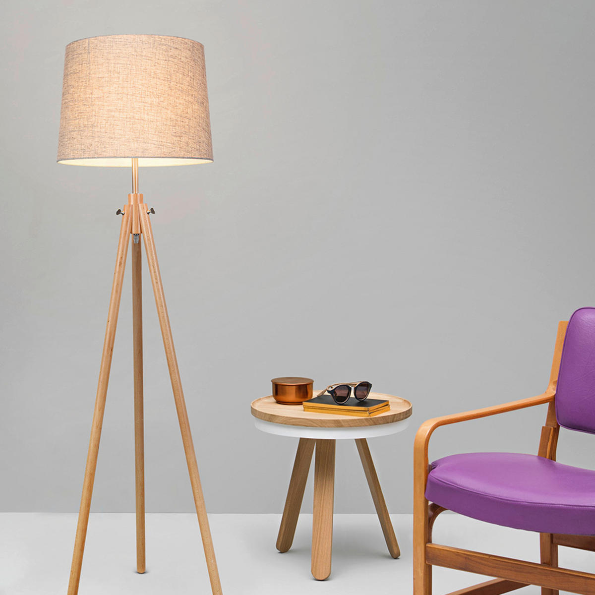 STEHLEUCHTE  51/161,5/51 cm   - Ahornfarben/Braun, Basics, Holz/Kunststoff (51/161,5/51cm) - MAYTONI