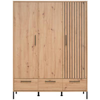 ORMAR ZA DJEČJU ODJEĆU  Line  - siva/hrast Artisan, Trend, drvni materijal/metal (148/195/51cm) - Jimmylee