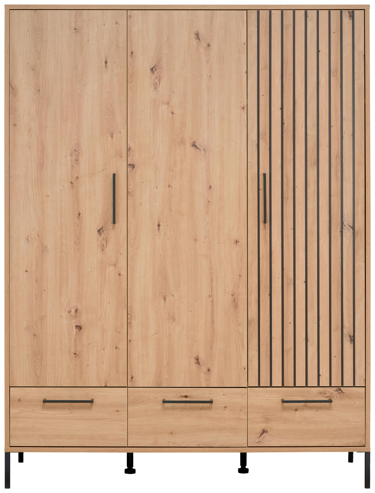 ORMAR ZA DJEČJU ODJEĆU  Line  - siva/hrast Artisan, Trend, drvni materijal/metal (148/195/51cm) - Jimmylee