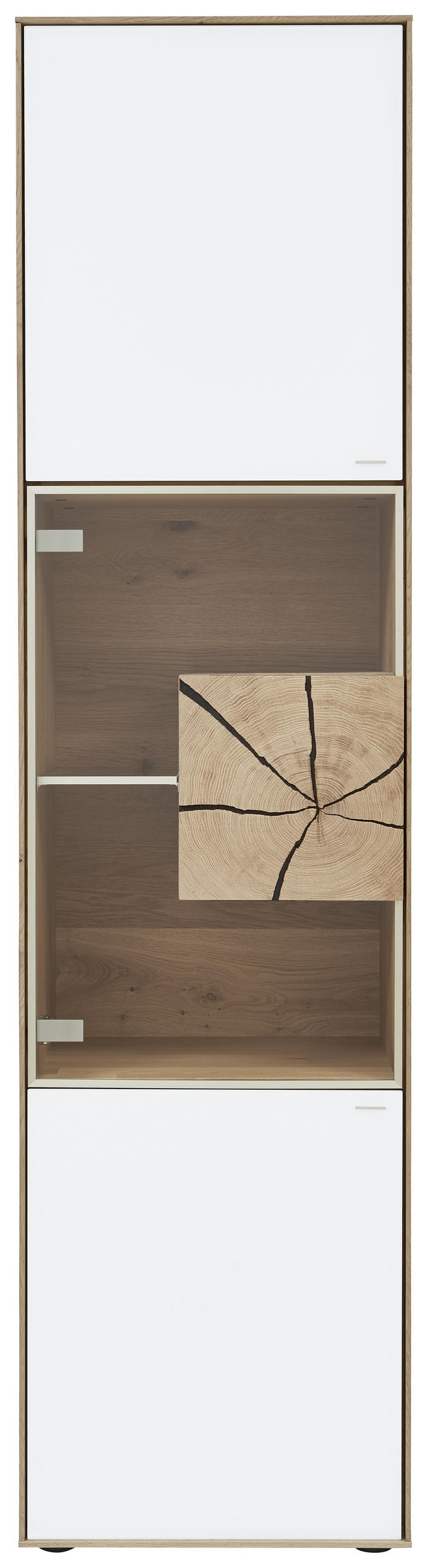 VITRINE Weiss, Eichefarben, Transparent  50/196/39 cm  - Weiss/Eichefarben, Natur, Glas/Holz (50/196/39cm) - Valnatura