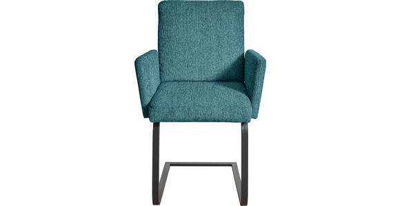 ARMLEHNSTUHL in Stahl Chenille - Schwarz/Hellblau, Design, Textil/Metall (56/92/60cm) - Dieter Knoll