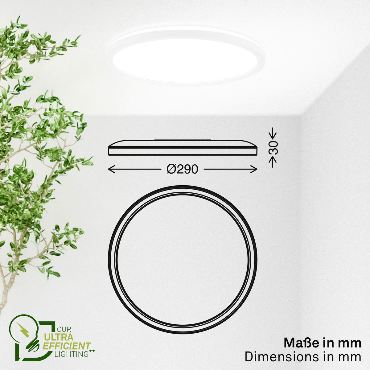 LED-DECKENLEUCHTE Tava A 29/3 cm   - Weiß, Basics, Kunststoff (29/3cm) - Briloner