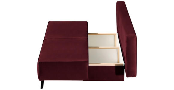 SCHLAFSOFA Percy in Weinrot  - Weinrot/Schwarz, KONVENTIONELL, Textil/Metall (197/91/88cm) - Novel