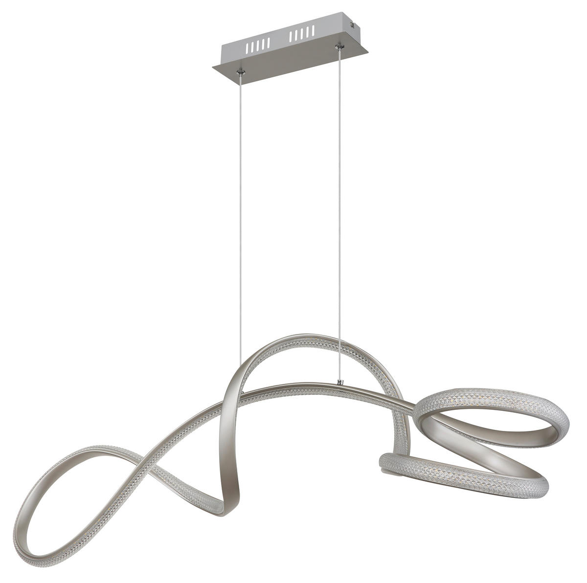 VISEČA LED-SVETILKA  SWIRL /3670 lm/4000 K/230 V/ - barve niklja/prozorno, Design, kovina/umetna masa (108/33/120cm) - Globo