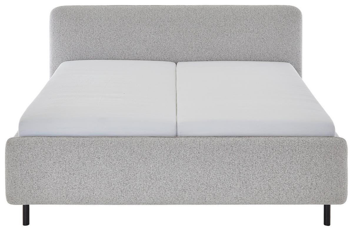 POLSTERBETT 160/200 cm  in Grau, Hellgrau  - Birkefarben/Buchefarben, Design, Holz/Textil (160/200cm) - Xora