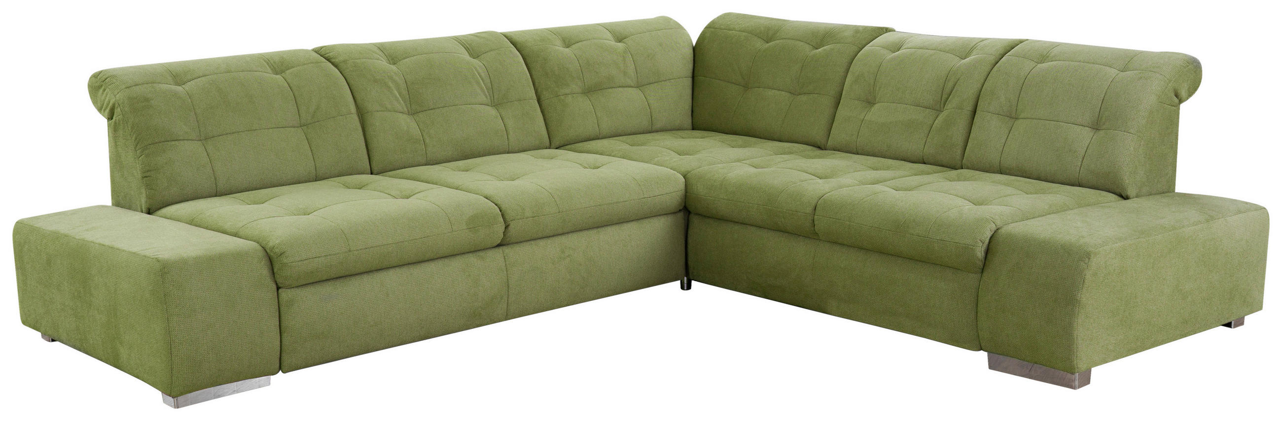 ECKSOFA in Flachgewebe Grün  - Chromfarben/Grün, Modern, Kunststoff/Textil (283/254cm) - Sit & More