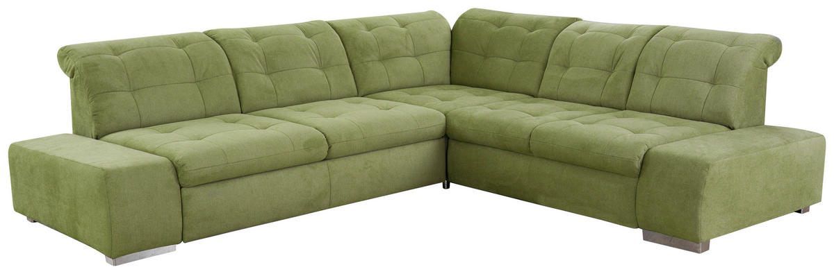 ECKSOFA in Flachgewebe Grün  - Chromfarben/Grün, Modern, Kunststoff/Textil (283/254cm) - Sit & More