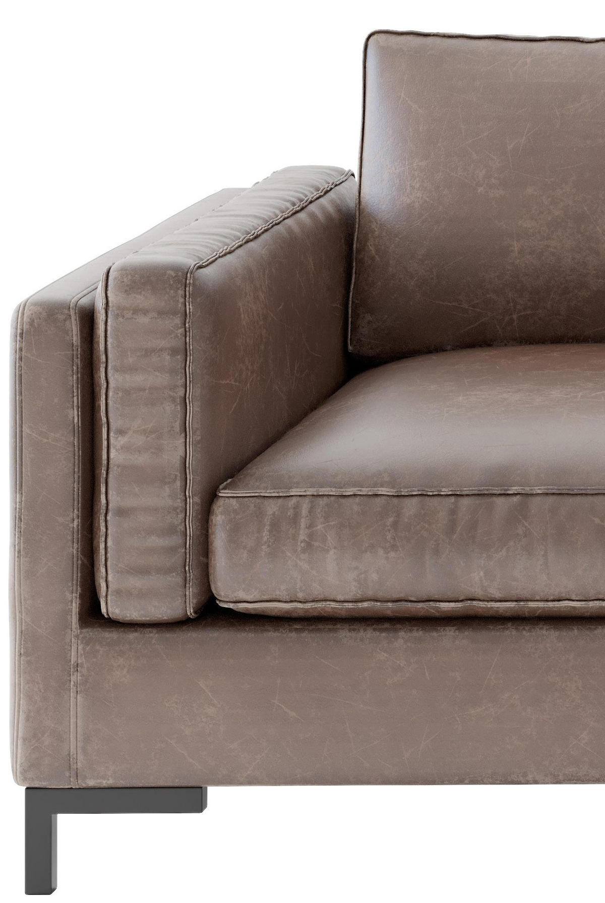 ECKSOFA in Lederlook, Flachgewebe Rotbraun  265/160 cm  - Rotbraun/Schwarz, Design, Textil/Metall (265/160cm) - Livetastic