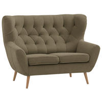2-SITZER-SOFA in Mikrofaser Olivgrün  - Eichefarben/Beige, Design, Holz/Holzwerkstoff (138/104/92cm) - Stylife