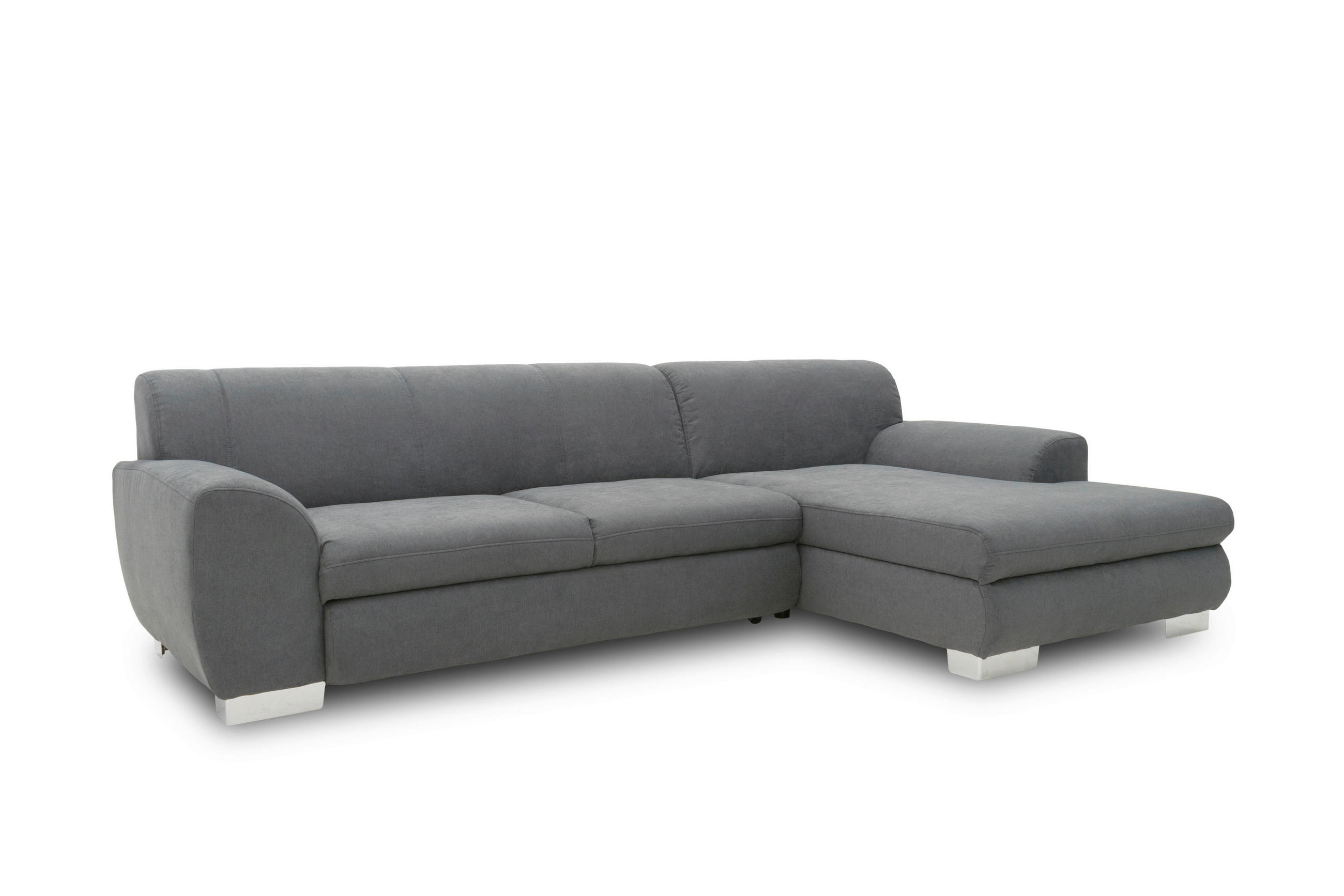 ECKSCHLAFSOFA NIKA Dunkelgrau Webstoff  - Dunkelgrau/Silberfarben, Basics, Holz/Textil (277/156cm) - MID.YOU