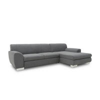 ECKSCHLAFSOFA NIKA Dunkelgrau Webstoff  - Dunkelgrau/Silberfarben, Basics, Holz/Textil (277/156cm) - MID.YOU