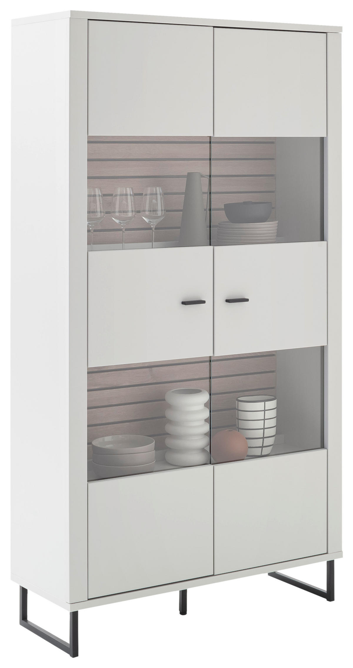 VITRINE Weiss, Eichefarben  100/185/37 cm  - Weiss/Eichefarben, Design, Glas/Holzwerkstoff (100/185/37cm) - Stylife