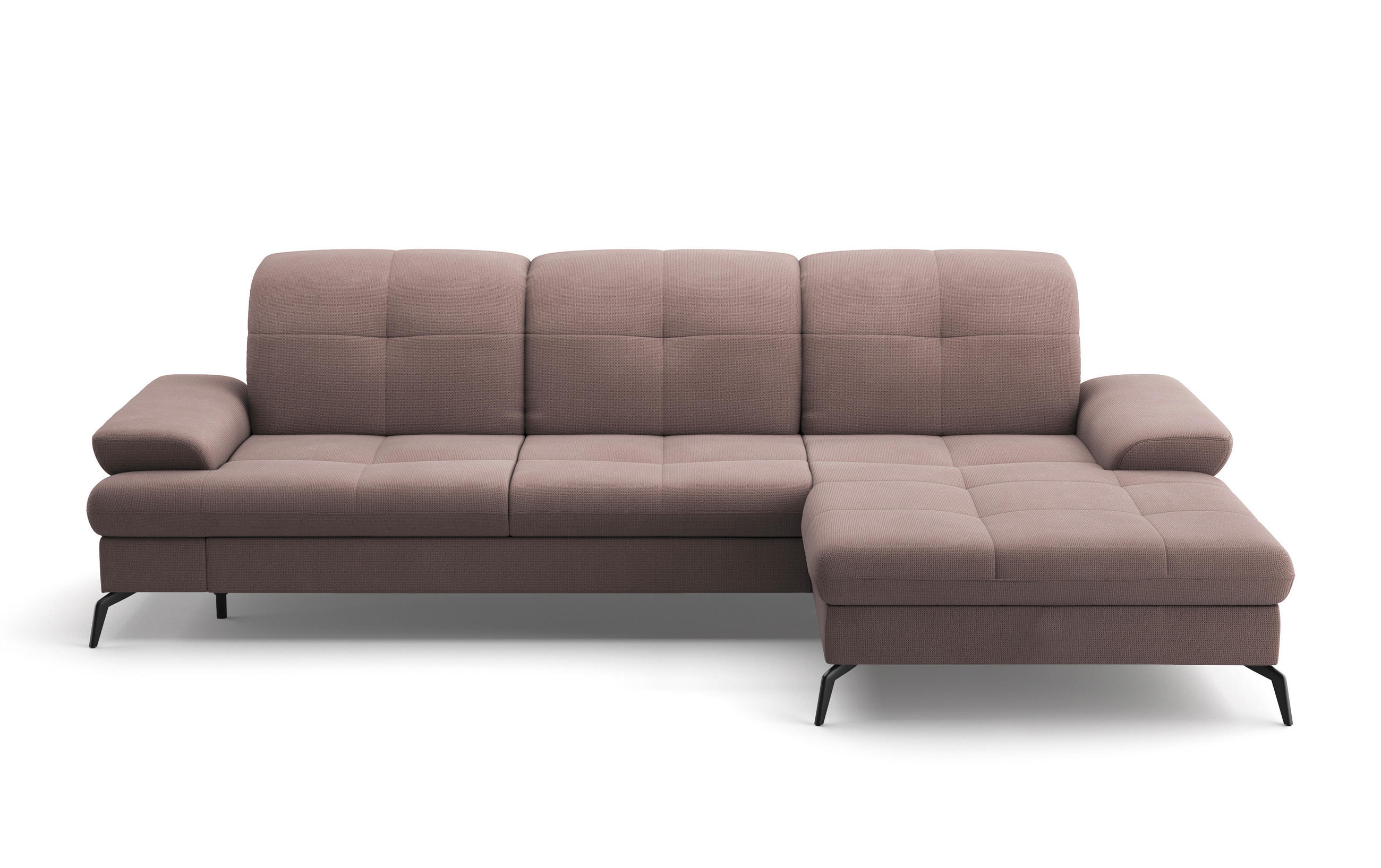 CANAPÉ D'ANGLE in Flachgewebe Taupe - Taupe/Schwarz, Konventionell, Textil/Metall (279/185cm) - Sit & More