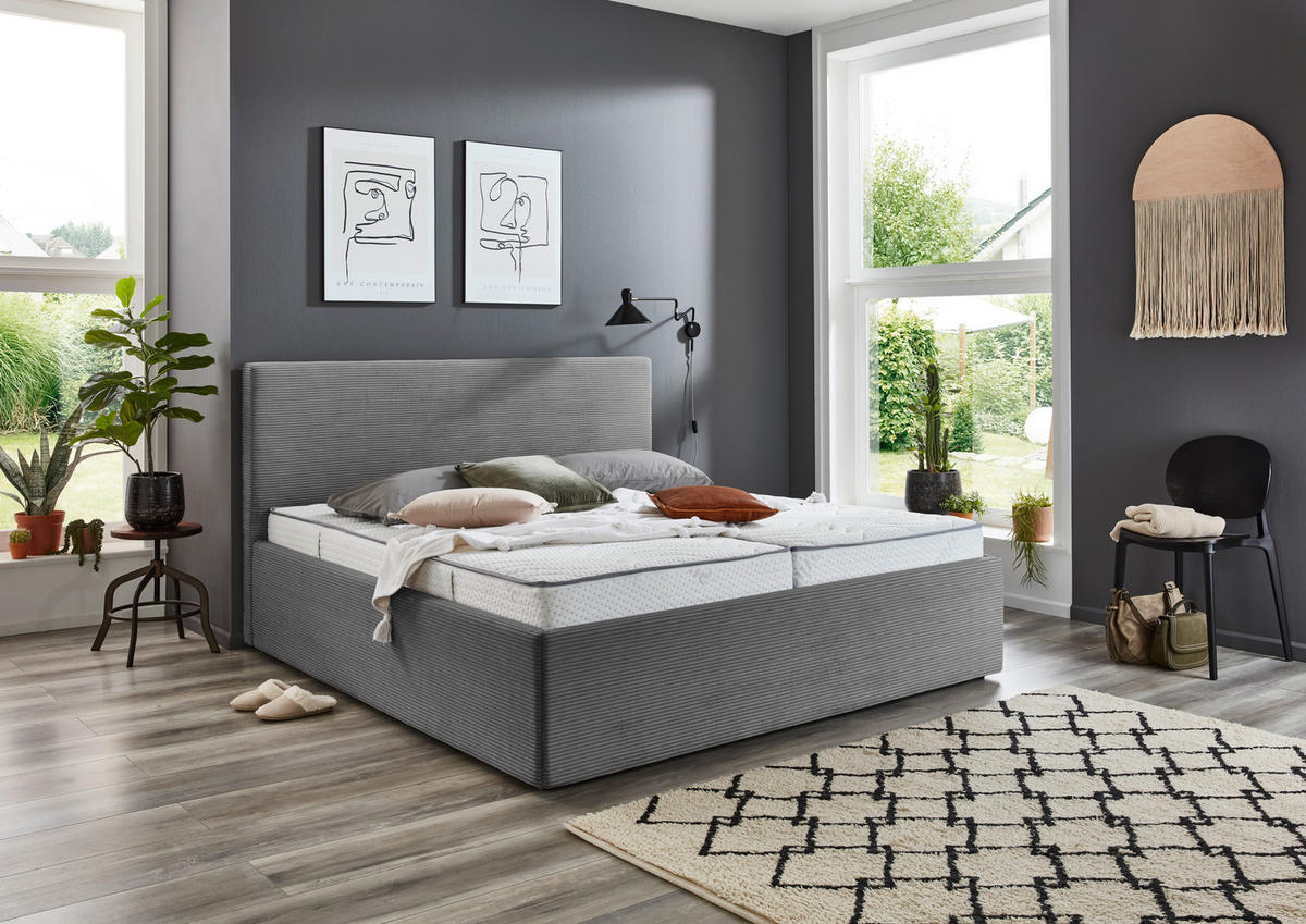 POLSTERBETT Bettkasten Grau 180/200 cm  - Schwarz/Grau, Trend, Kunststoff/Textil (180/200cm) - Boxxx