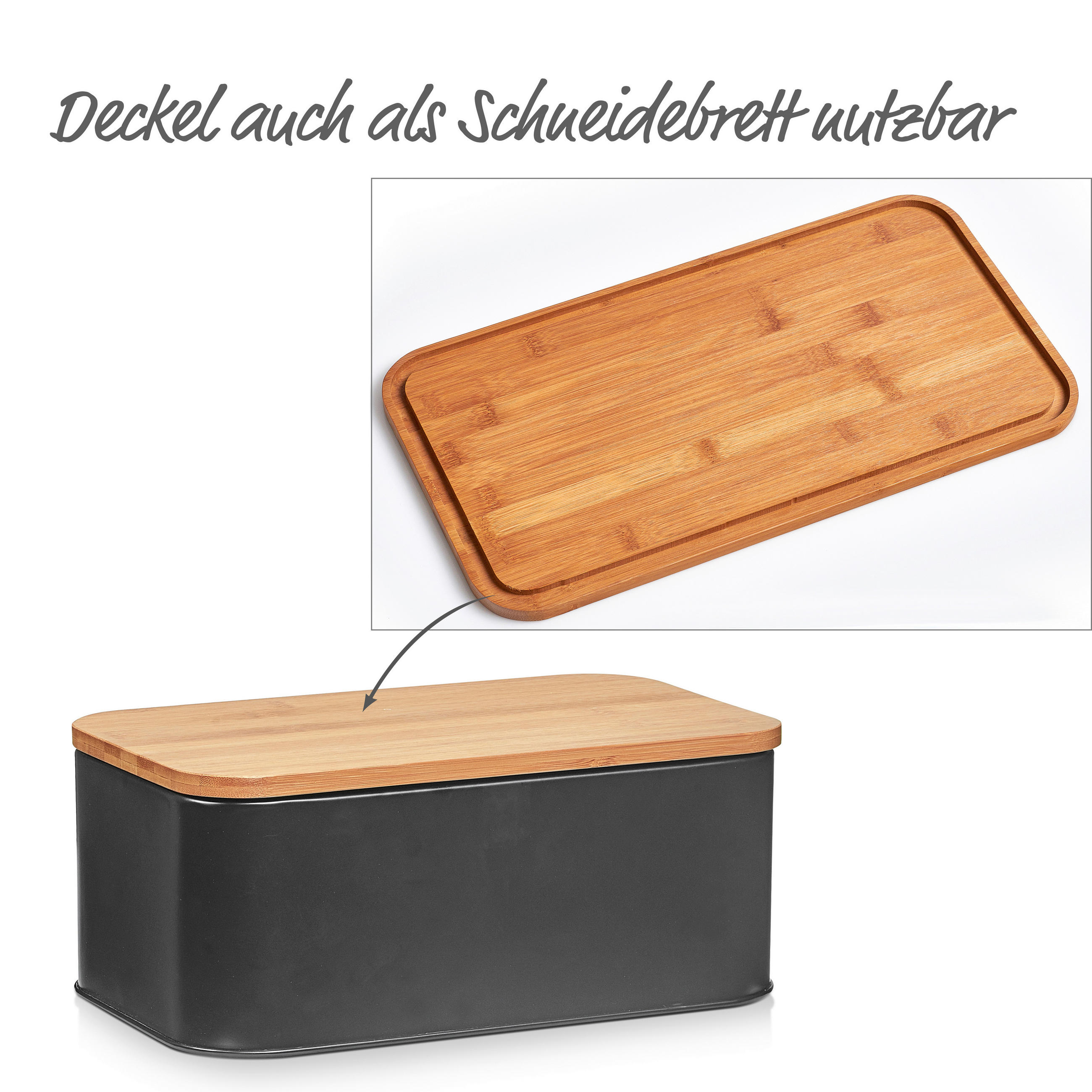 BROTKASTEN - Schwarz, Basics, Holz/Metall (31/18/13cm) - Zeller Present