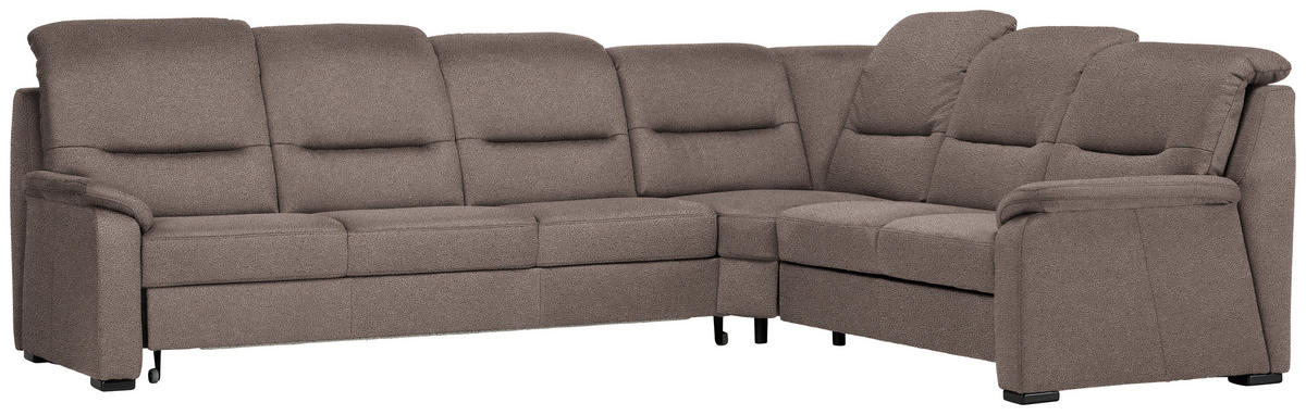 ECKSOFA in Mikrofaser Graubraun  - Graubraun/Schwarz, Konventionell, Holz/Textil (303/245cm) - Beldomo Comfort