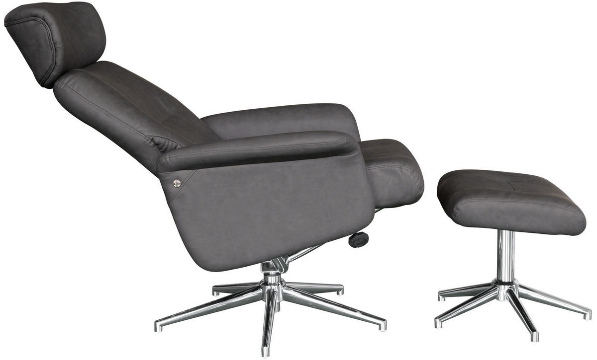 POČIVALNIK S PODNOŽNIKOM,  antracit, barve kroma kovina, umetna masa, tekstil - barve kroma/antracit, Design, kovina/umetna masa (75/109-96/77-109cm) - Xora