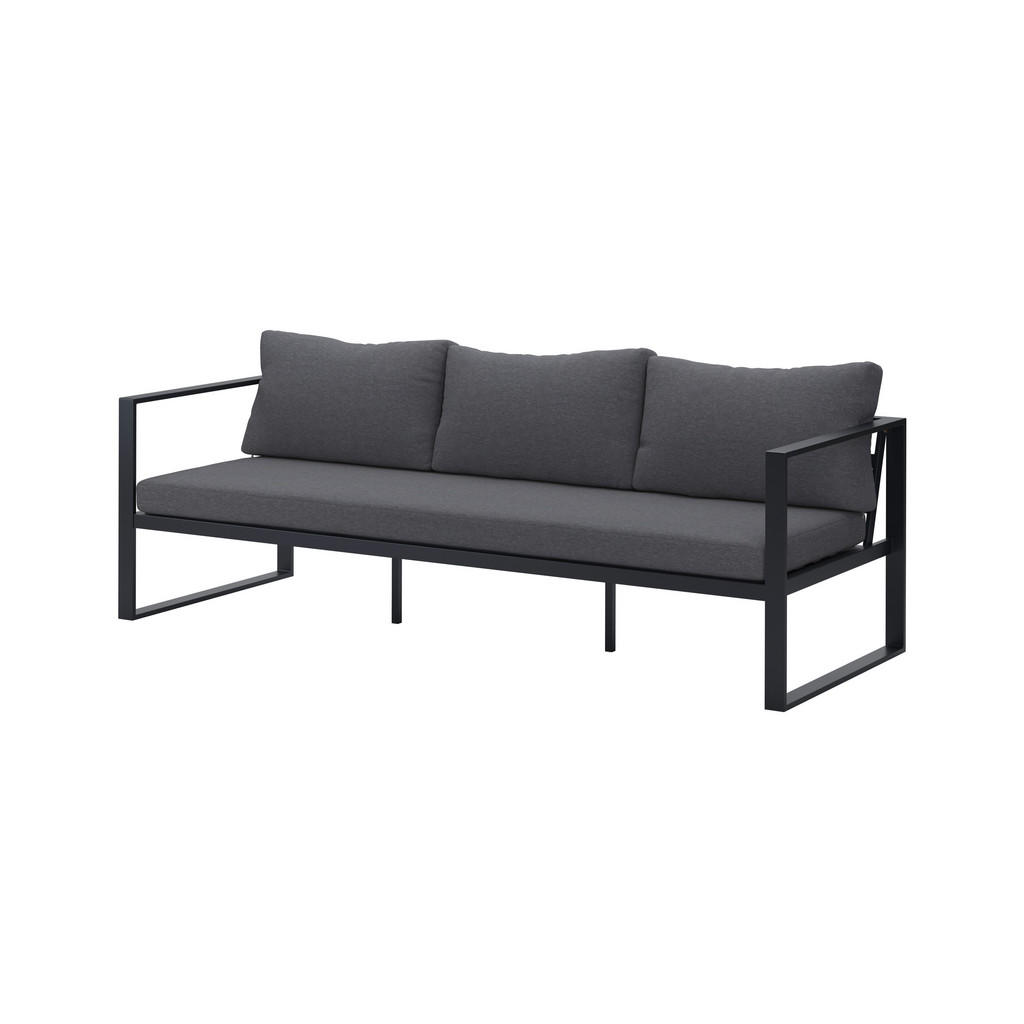 Thumbnail - Ambia Garden Loungesofa, Anthrazit, Metall, Textil, 3-Sitzer, 198x63x76 cm, Loungemöbel, Outdoorsofas