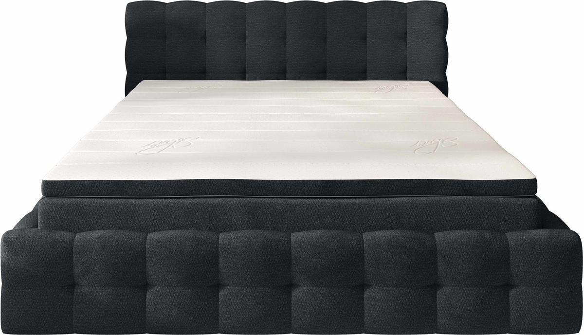POLSTERBETT 200/200 cm,  in Anthrazit, Matratze, gepolstertes Kopfteil, Lattenrost, Bettkasten, Topper, H3 + H3 = fest  - Anthrazit/Schwarz, MODERN, Holz/Kunststoff (200/200cm) - Chameo