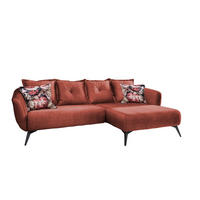 ECKSOFA in Velours Koralle, Multicolor  277/162 cm  - Koralle/Multicolor, MODERN, Holz/Textil (277/162cm) - Livetastic