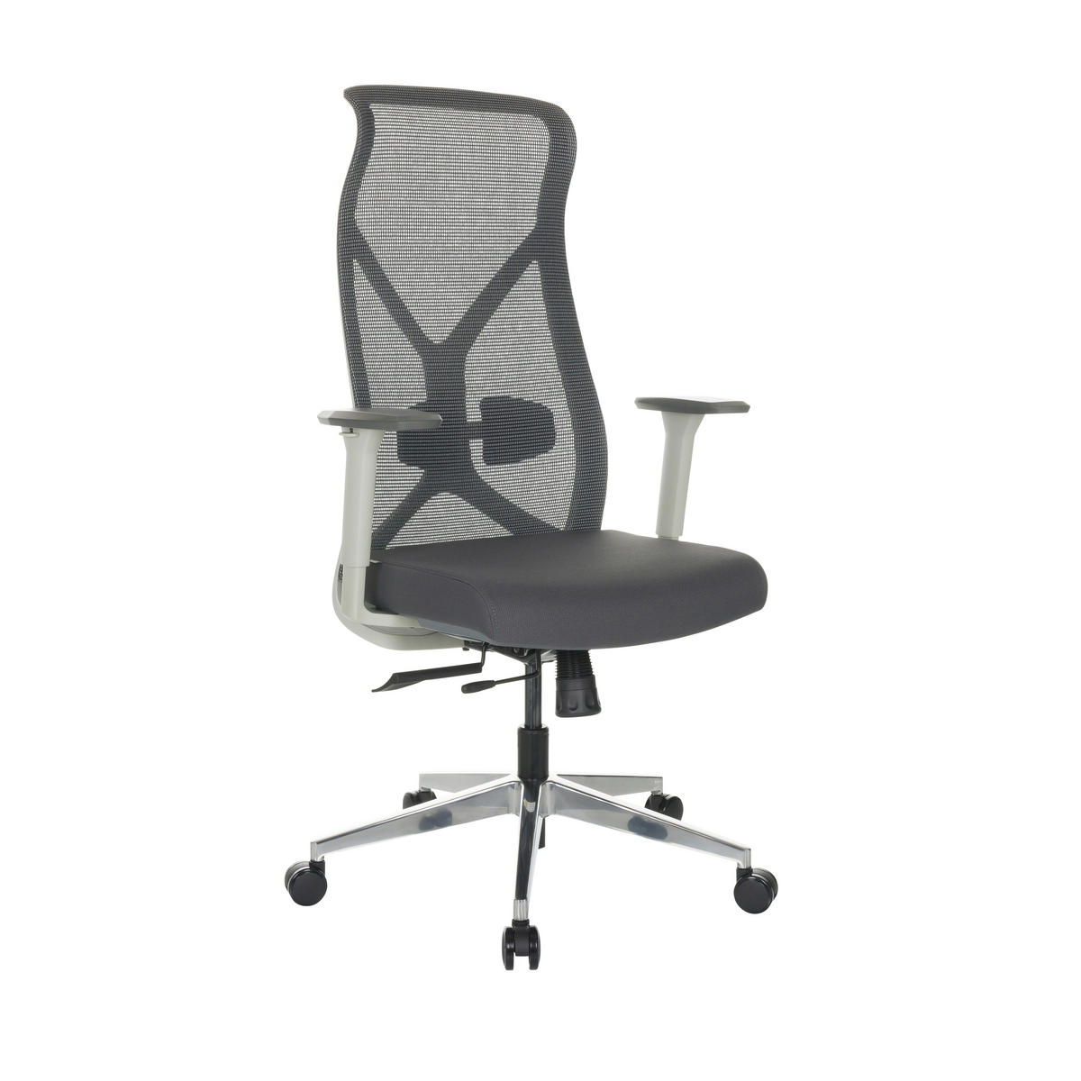 DREHSTUHL Schwarz  - Silberfarben/Schwarz, Basics, Kunststoff/Textil (69/119-128/60cm) - MID.YOU