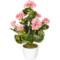 KUNSTPFLANZE Geranie 40 cm  - Rosa/Weiß, Design, Keramik/Kunststoff (40cm) - P & B