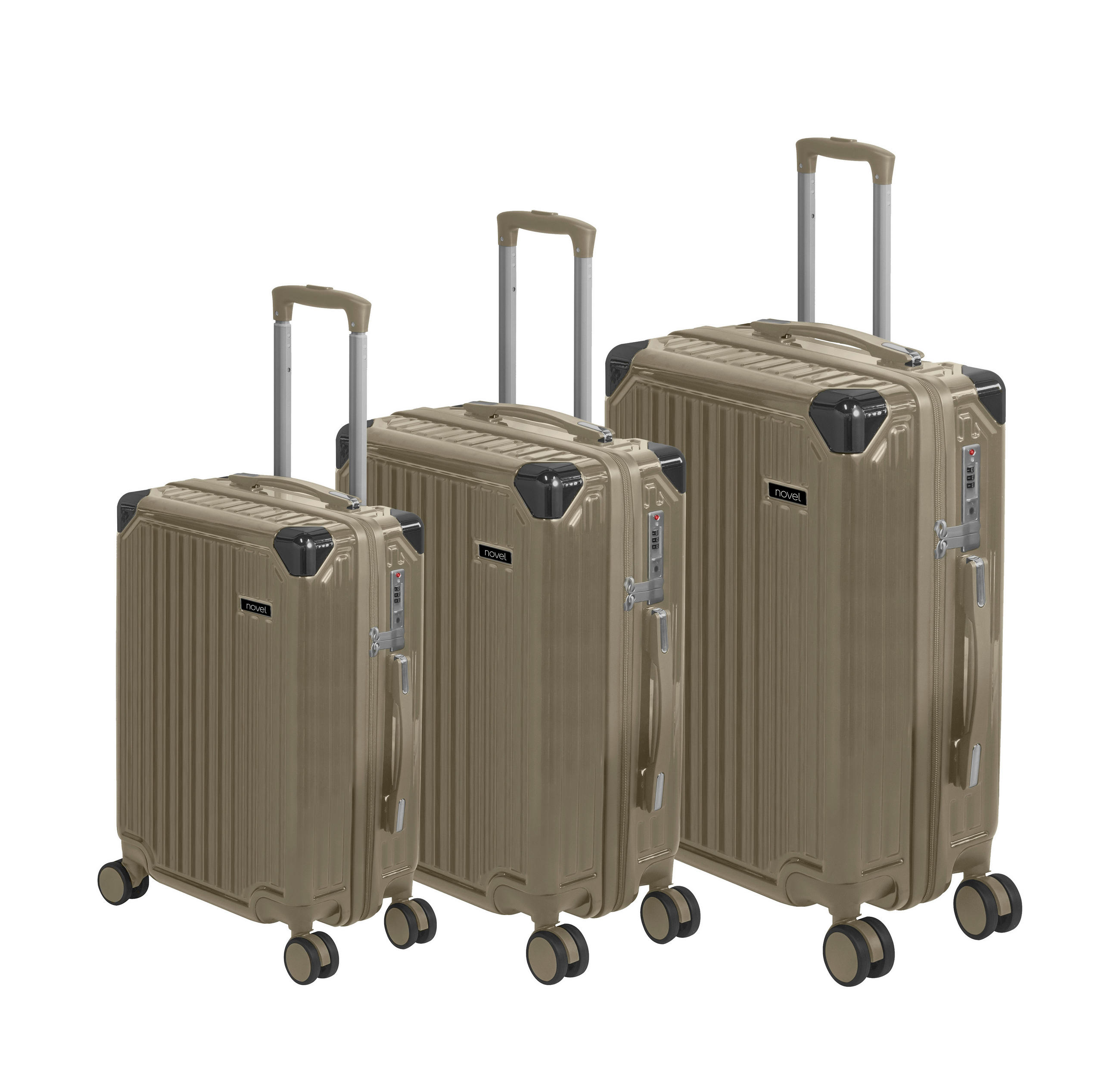 REISEKOFFERSET Champagner 3-teilig  - Champagner, Basics, Kunststoff/Textil - Novel