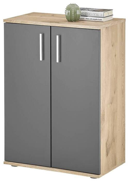 KOMMODE 60/84/35 cm  in Grau, Eichefarben  - Eichefarben/Silberfarben, Design, Holzwerkstoff/Kunststoff (60/84/35cm) - MID.YOU