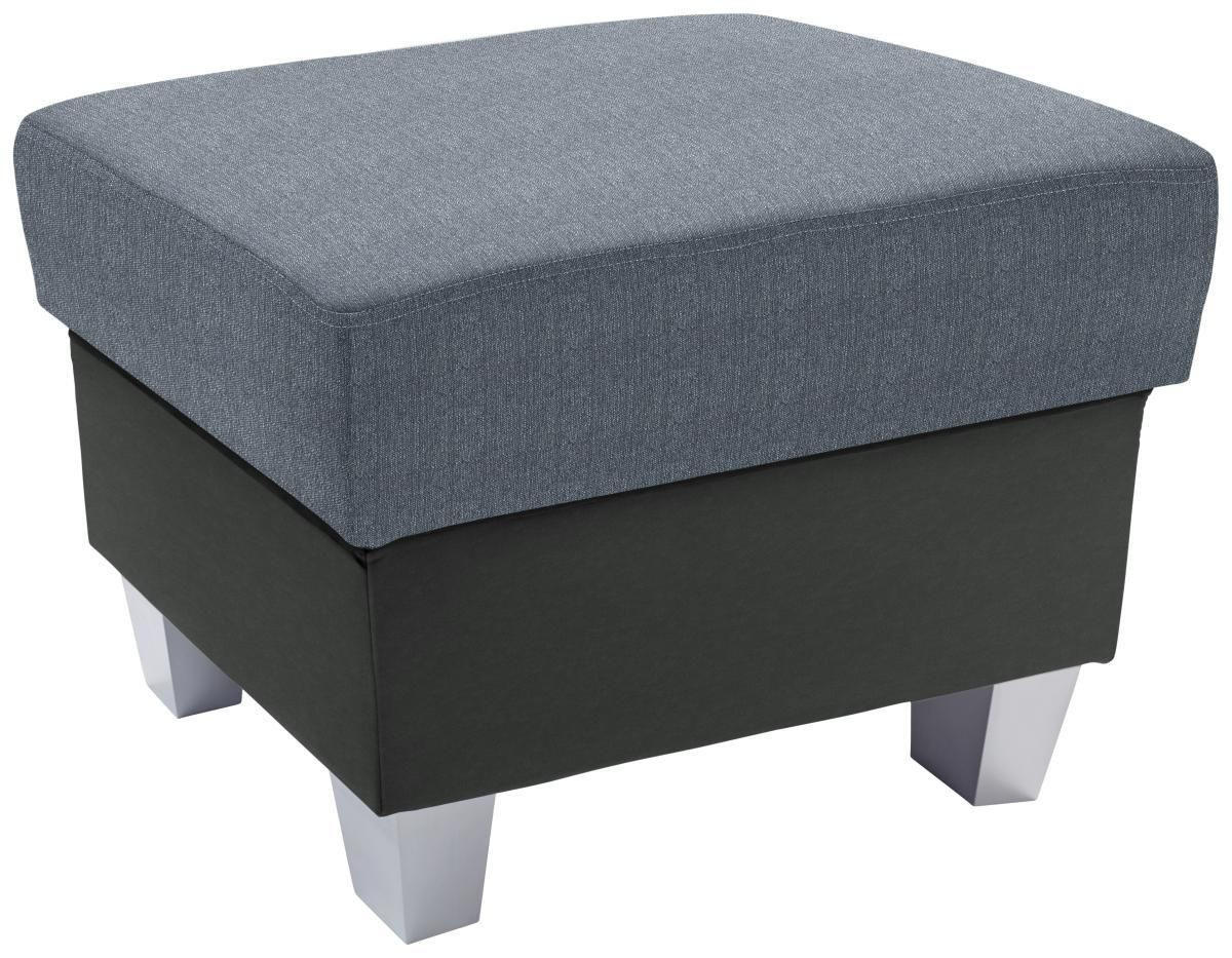 HOCKER in Textil Blau, Graphitfarben  - Blau/Silberfarben, Konventionell, Holz/Textil (68/43/47cm) - Livetastic