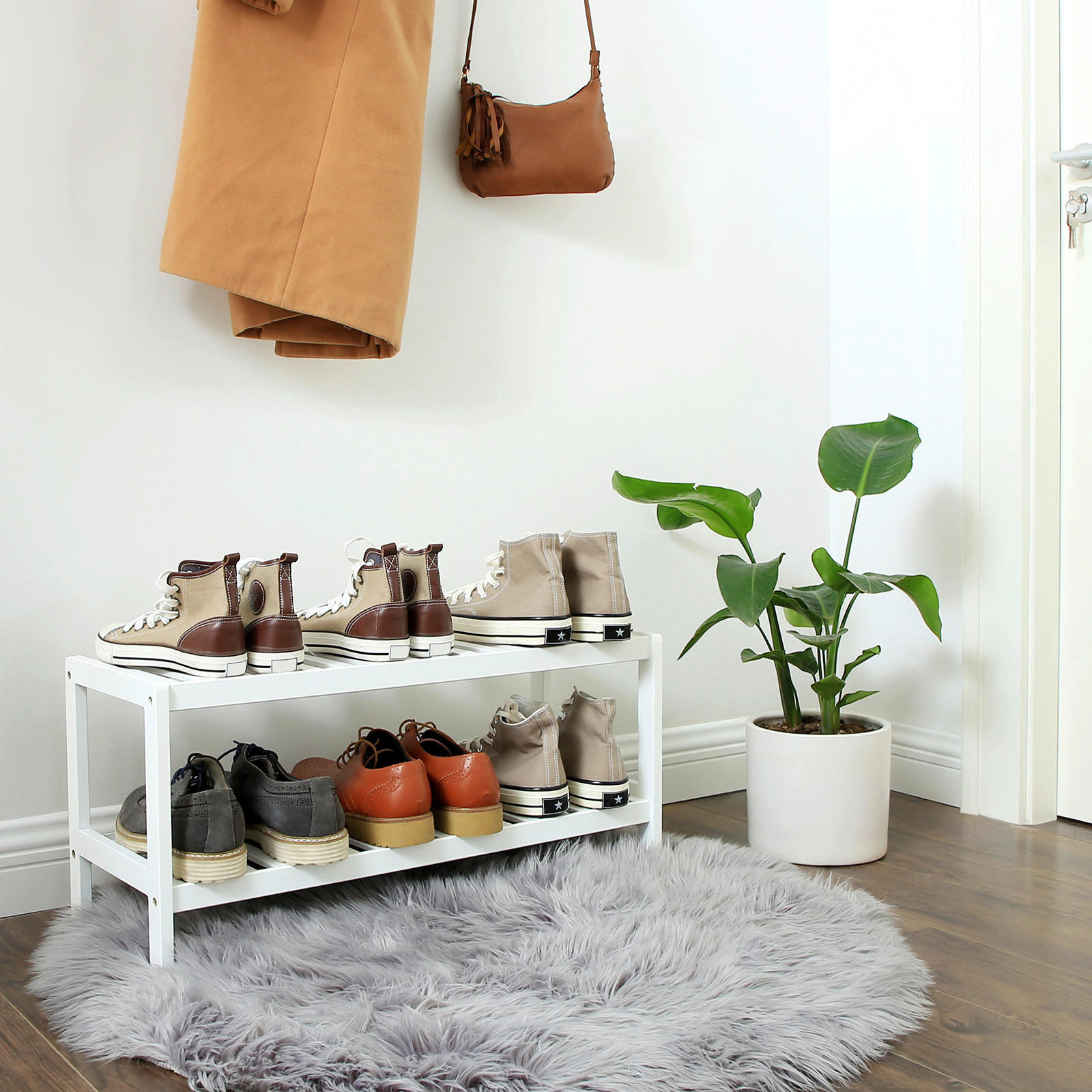 SCHUHREGAL Bambus massiv Weiß  - Weiß, Trend, Holz (70/33/26cm) - Boxxx