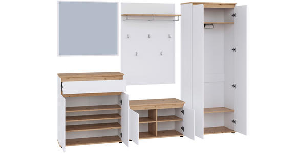 GARDEROBE  in 263,5/193/41,4 cm  - Weiß/Eiche Artisan, MODERN, Holzwerkstoff (263,5/193/41,4cm) - Carryhome