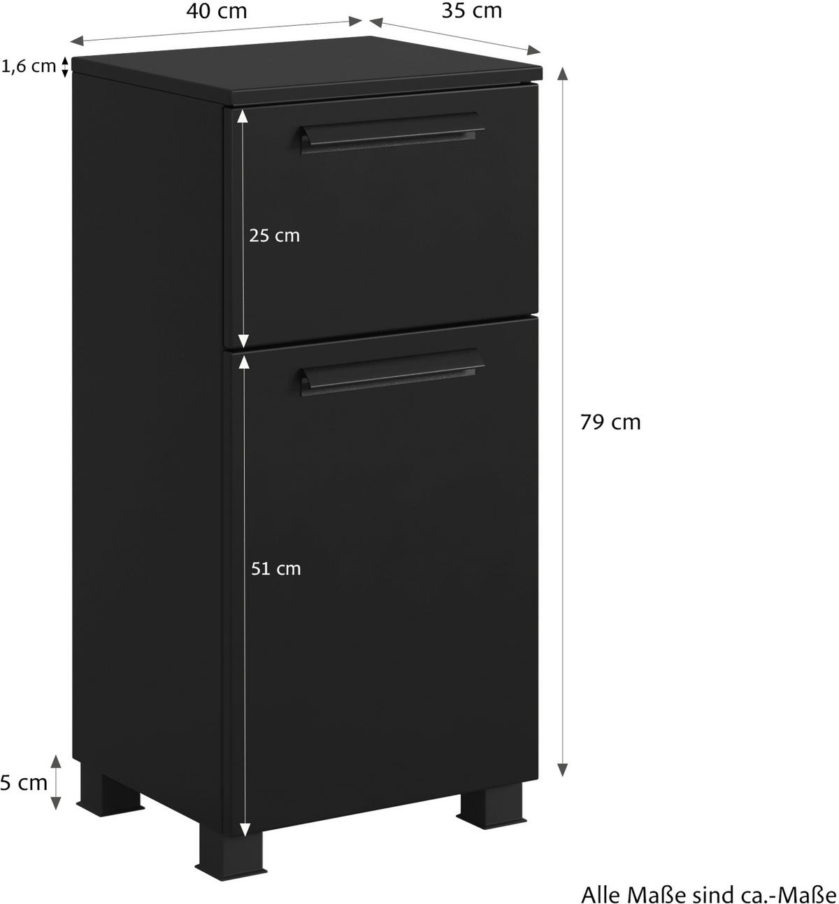 UNTERSCHRANK 40/79/35 cm   - Schwarz, KONVENTIONELL, Holzwerkstoff/Kunststoff (40/79/35cm) - Xora