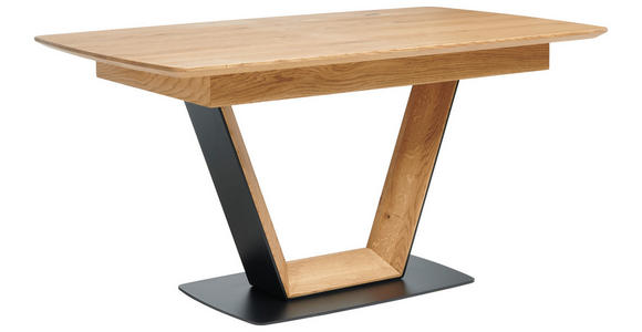 ESSTISCH Schwarz, Eichefarben rechteckig ausziehbar, in verschiedenen Größen erhältlich - Eichefarben/Schwarz, KONVENTIONELL, Holz/Metall (150-190/90/76cm) - Voleo