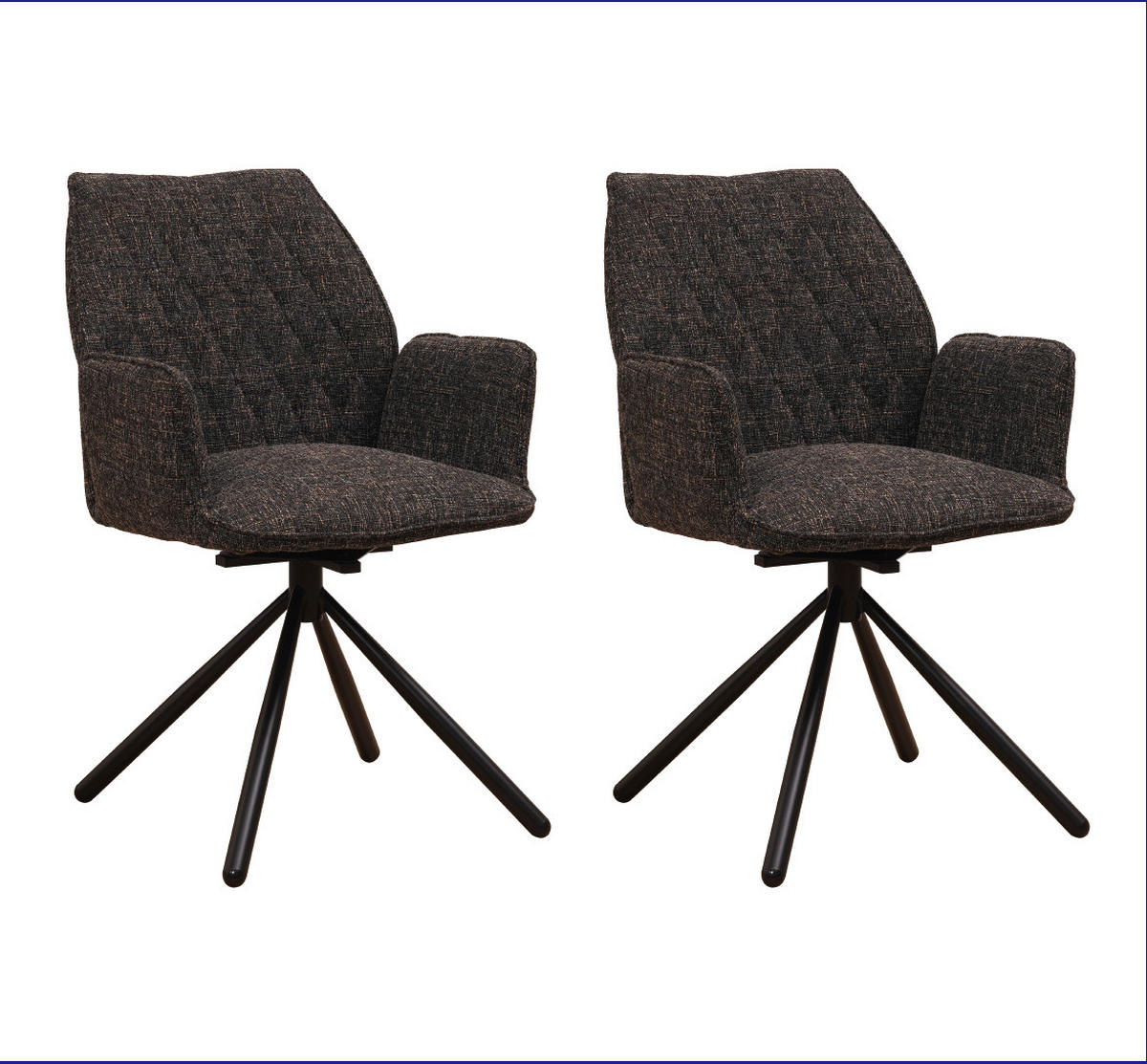 SADA ŽIDLÍ S PODRUČKAMI 2 kusy - černá, Moderní, kov/textil (57,5/92/52cm) - MID.YOU