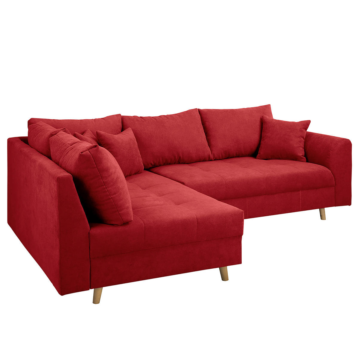 ECKSOFA Ariella in Mikrofaser Rot  161/231 cm  - Rot/Naturfarben, Design, Holz/Textil (161/231cm) - Livetastic