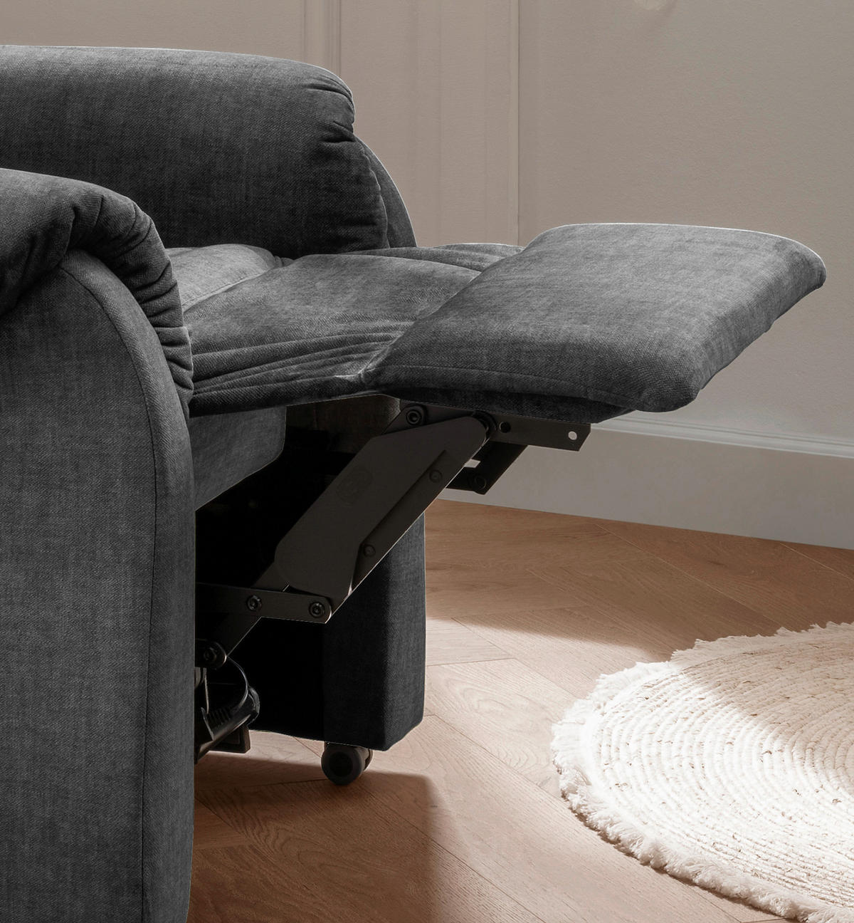 FERNSEHSESSEL in Velours Dunkelgrau  - Dunkelgrau/Schwarz, Design, Kunststoff/Textil (76/106/94cm) - Livetastic