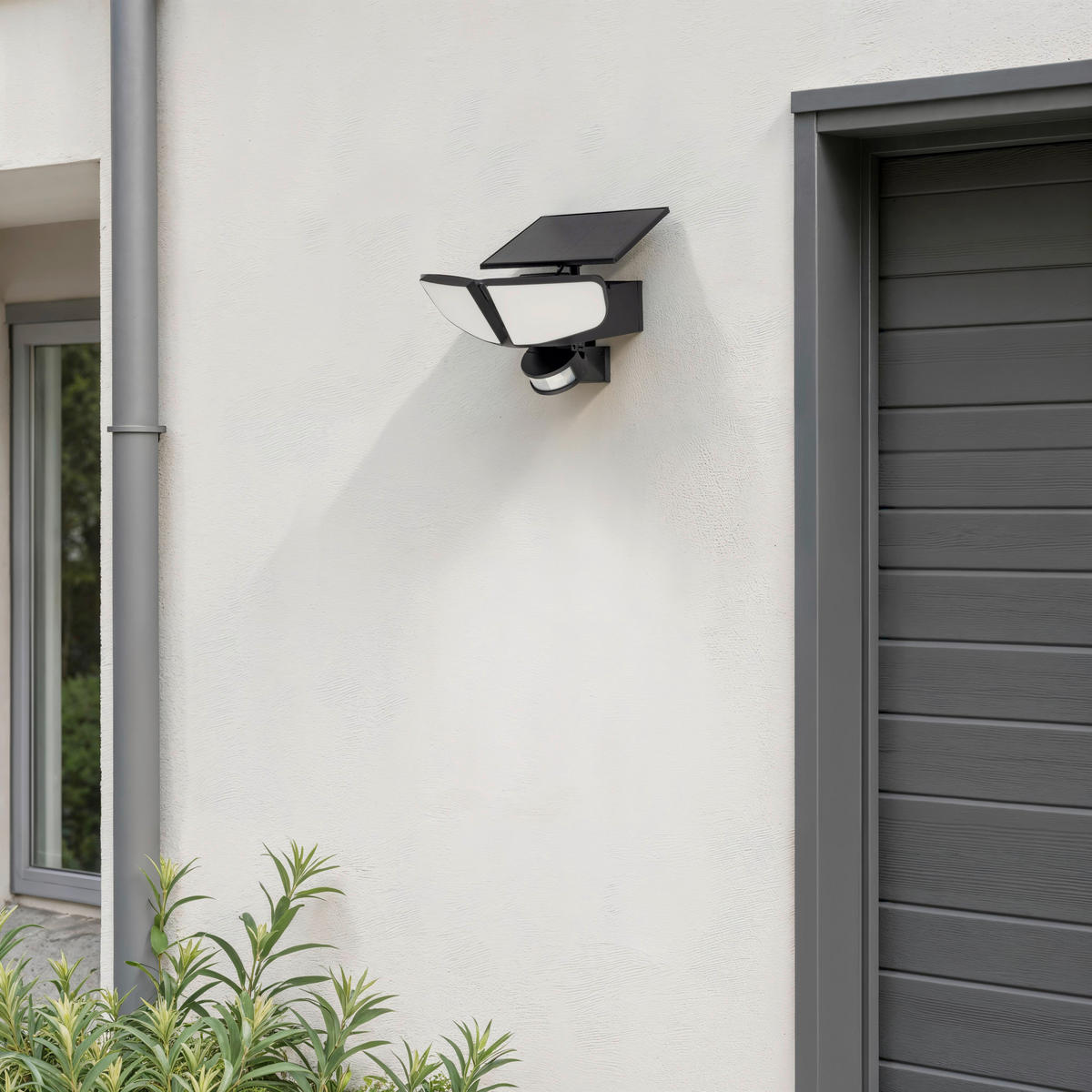 LED-AUßENLEUCHTE 25/27,5/20,8 cm   - Opal/Schwarz, Basics, Kunststoff (25/27,5/20,8cm) - Ambia Garden