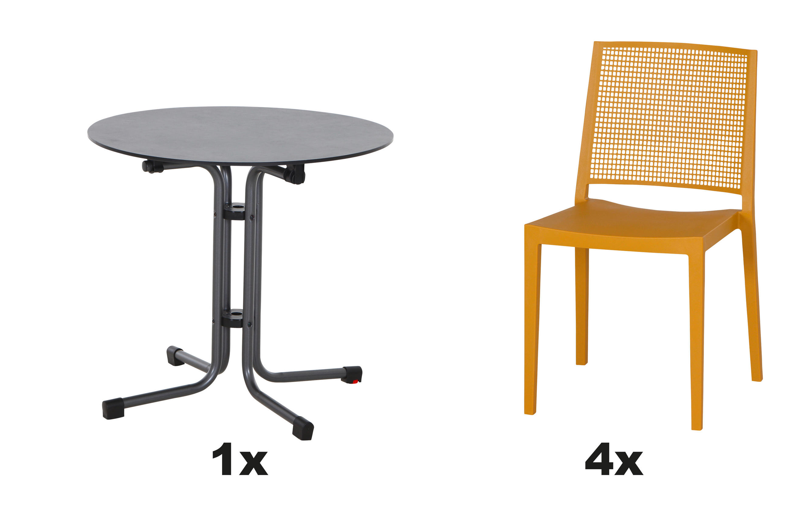 GARTENGARNITUR 5-teilig  - Gelb, Basics, Holzwerkstoff/Kunststoff (80/80/80cm) - Siena Garden