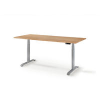 SCHREIBTISCH 180/80/64-130 cm  in Silberfarben, Eichefarben  - Eichefarben/Silberfarben, Konventionell, Holz/Metall (180/80/64-130cm) - Linea Natura