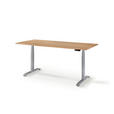 SCHREIBTISCH 160/80/64-130 cm  in Eichefarben  - Eichefarben/Silberfarben, KONVENTIONELL, Holz/Metall (160/80/64-130cm) - Linea Natura