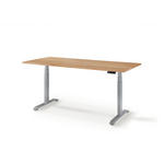 SCHREIBTISCH 140/80/64-130 cm  in Silberfarben, Eichefarben  - Eichefarben/Silberfarben, KONVENTIONELL, Holz/Metall (140/80/64-130cm) - Linea Natura