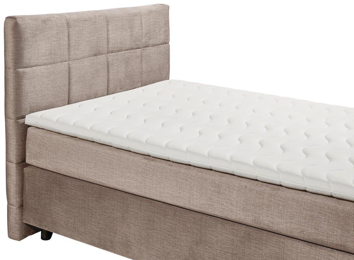 BOXSPRINGBETT 140/200 cm  in Creme  - Creme/Schwarz, Design, Holzwerkstoff/Kunststoff (140/200cm) - Xora