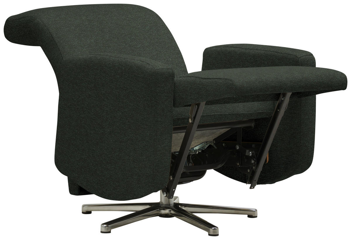 RELAXSESSEL in Textil Dunkelgrün  - Dunkelgrün/Alufarben, Design, Textil/Metall (72/109/78cm) - Sedda