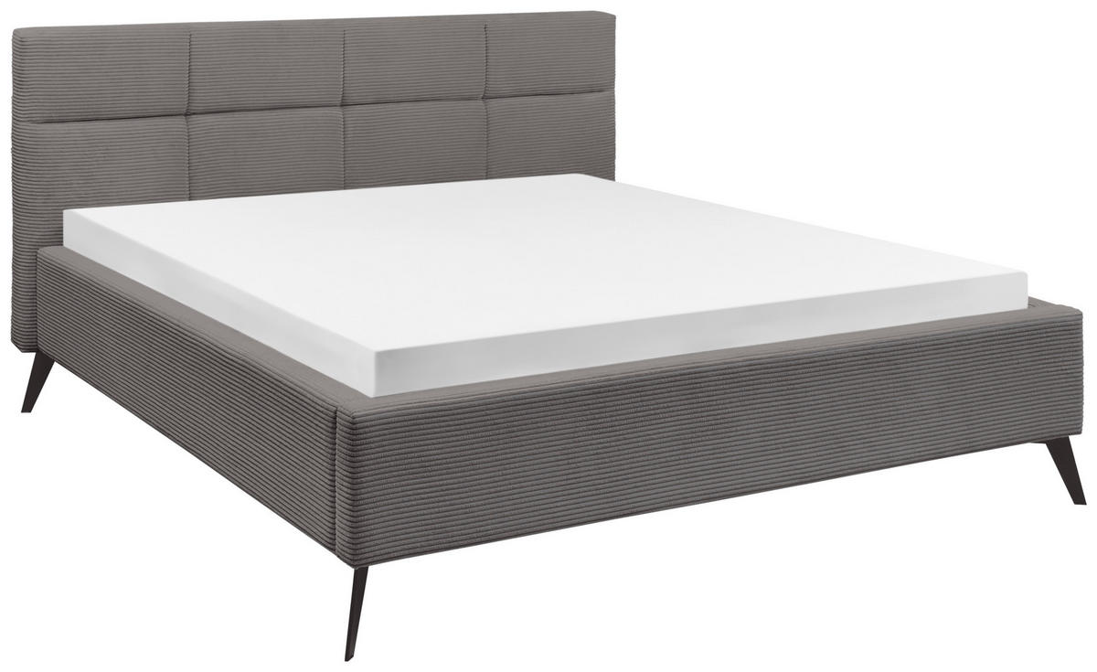 POLSTERBETT 180/200 cm,  in Grau,  - Schwarz/Grau, KONVENTIONELL, Textil/Metall (180/200cm) - SetOne by Musterring