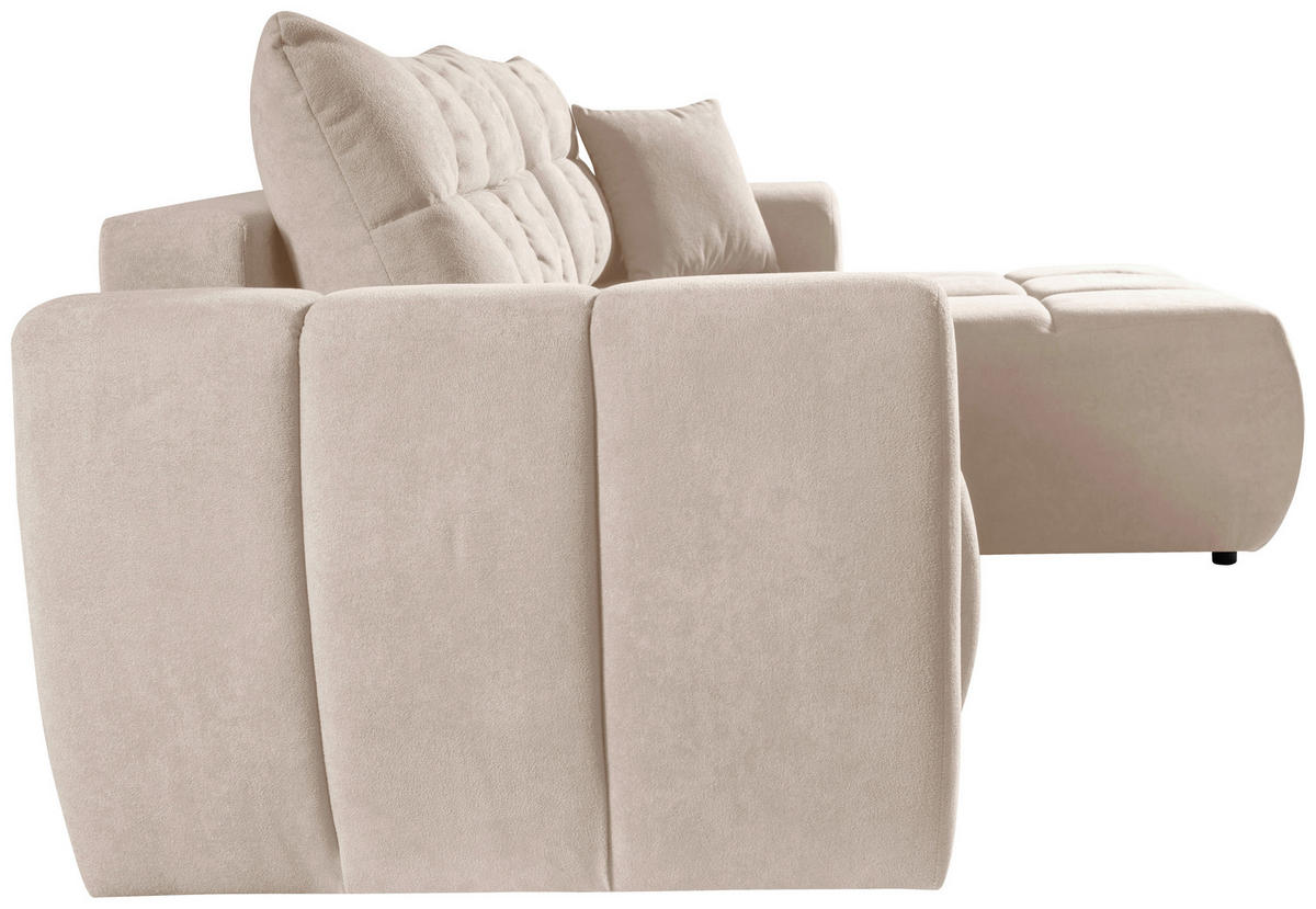 ECKSOFA FERANO Beige Velours  - Beige/Schwarz, Design, Kunststoff/Textil (253/172cm) - Livetastic