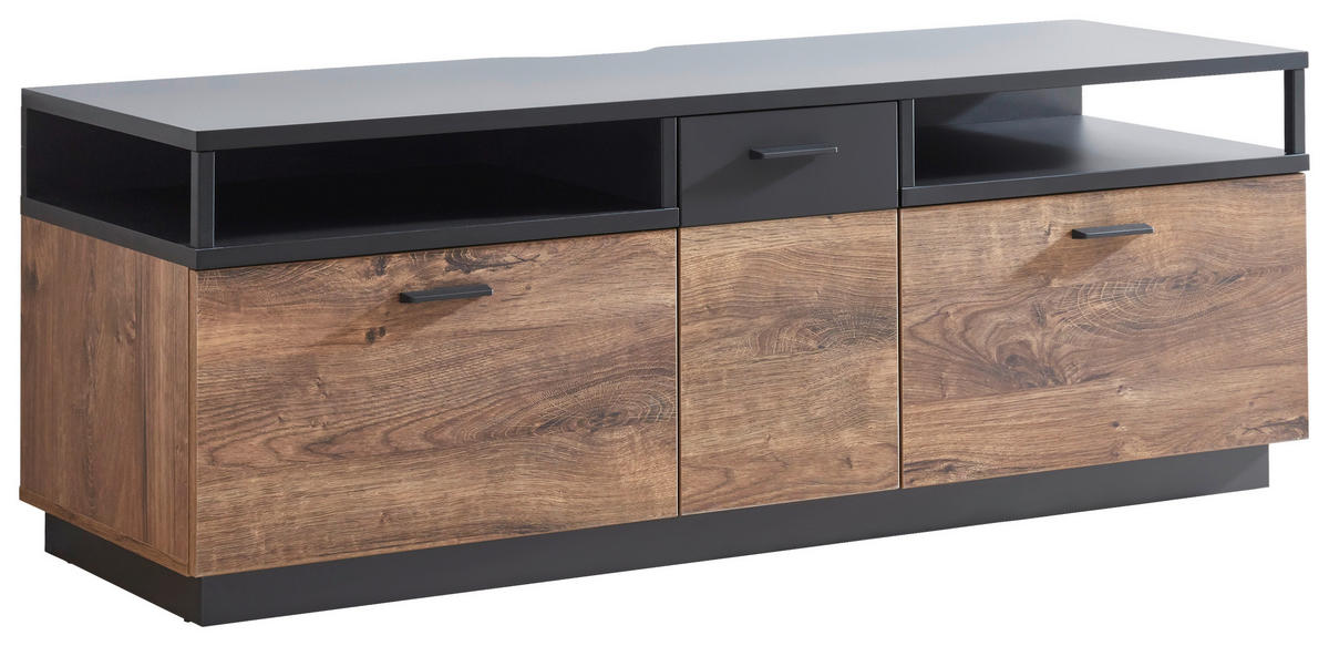 LOWBOARD Bastian  in 150/55/50 cm  - Eichefarben/Dunkelgrau, KONVENTIONELL, Holzwerkstoff/Metall (150/55/50cm) - Cantus