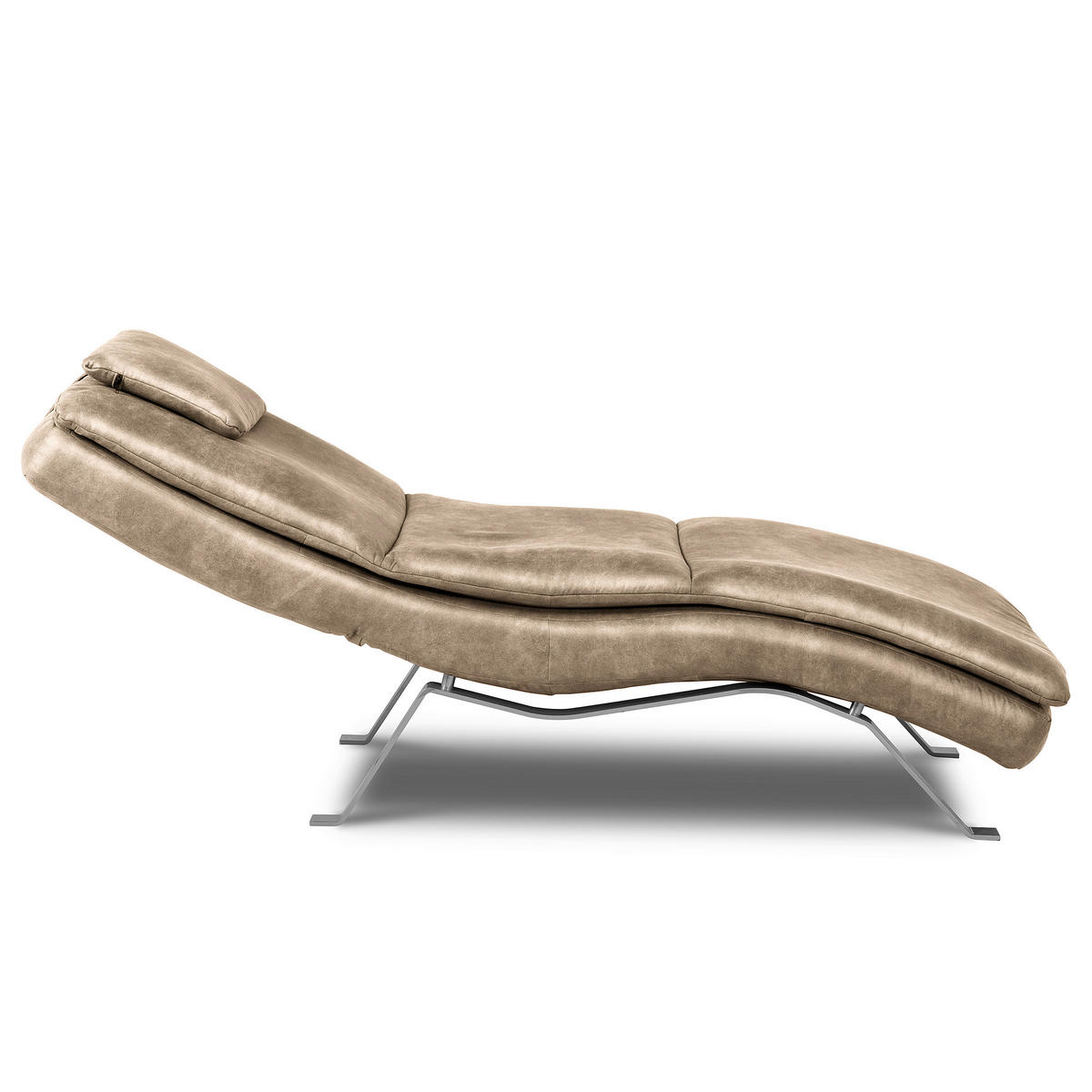 RELAXLIEGE in Lederlook Creme  - Silberfarben/Creme, Design, Textil/Metall (65/95/171cm) - Celina Home