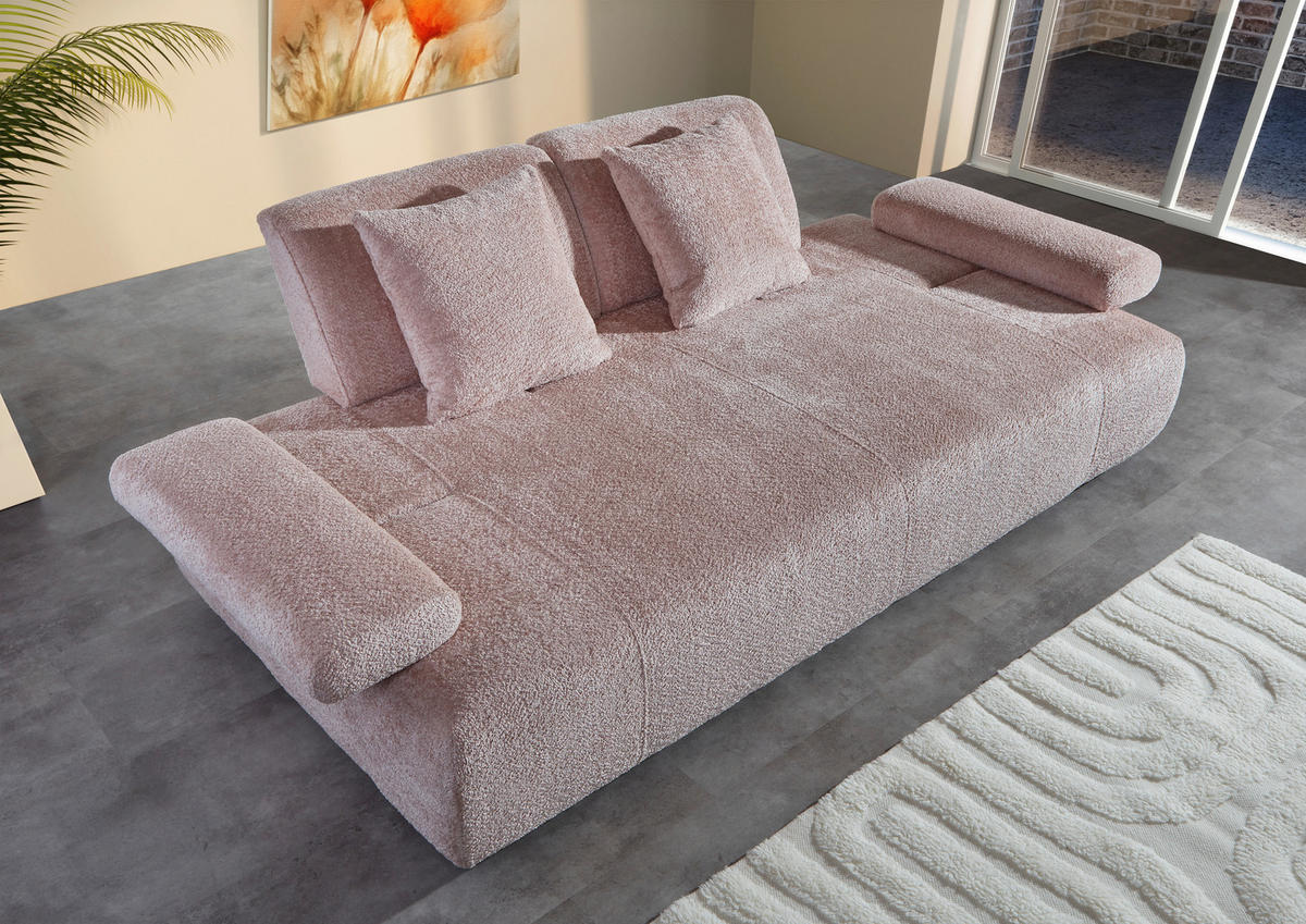 SCHLAFSOFA in Chenille Rosa  - Schwarz/Rosa, KONVENTIONELL, Kunststoff/Textil (235-255/80/116-138cm) - Carryhome