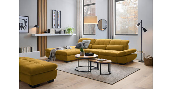 ECKSOFA  in Flachgewebe Gelb  204/341 cm  - Gelb/Schwarz, Design, Textil/Metall (204/341cm) - Xora